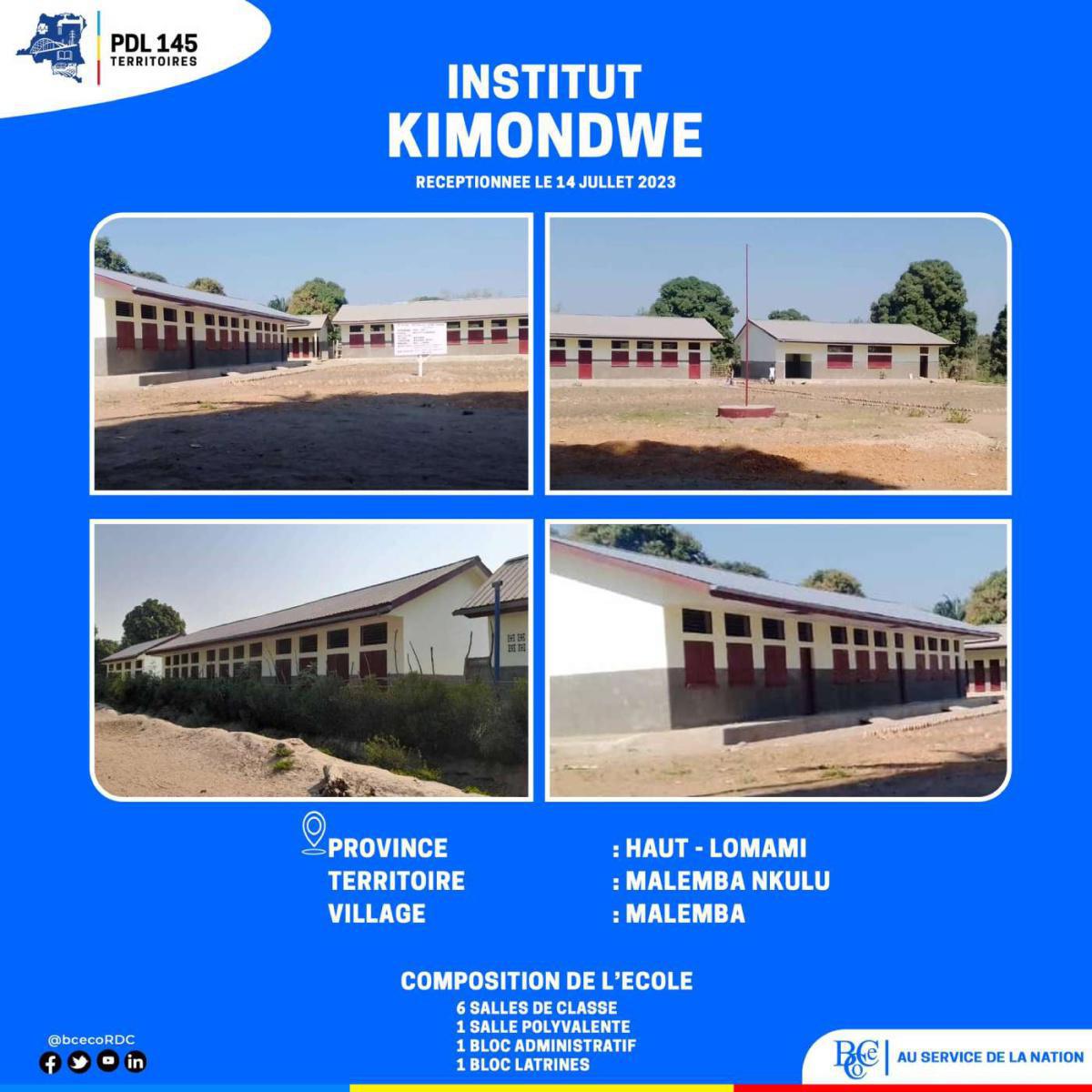 Institut KIMONDWE à Haut-Lomami