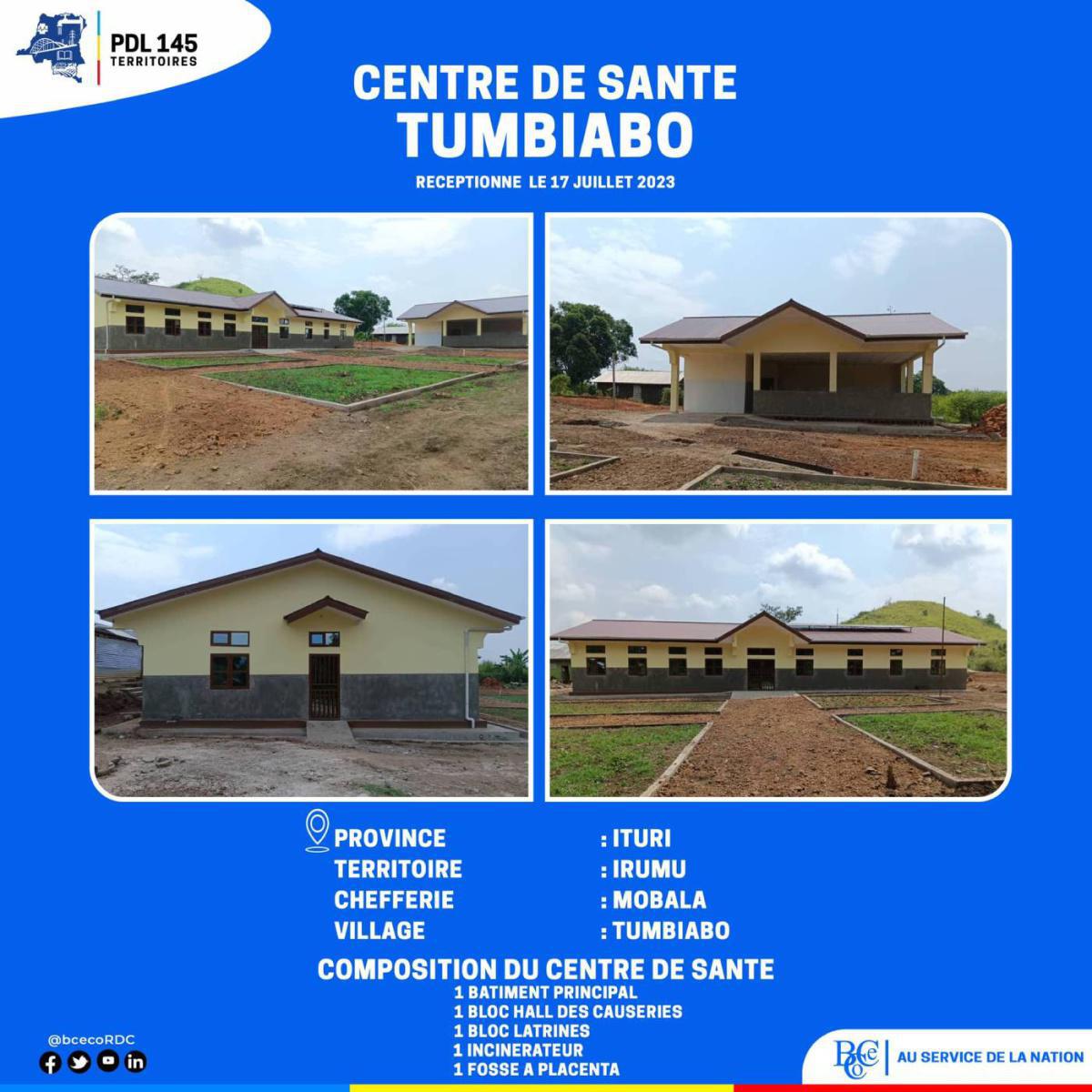 Centre de santé TUMBIABO à Ituri