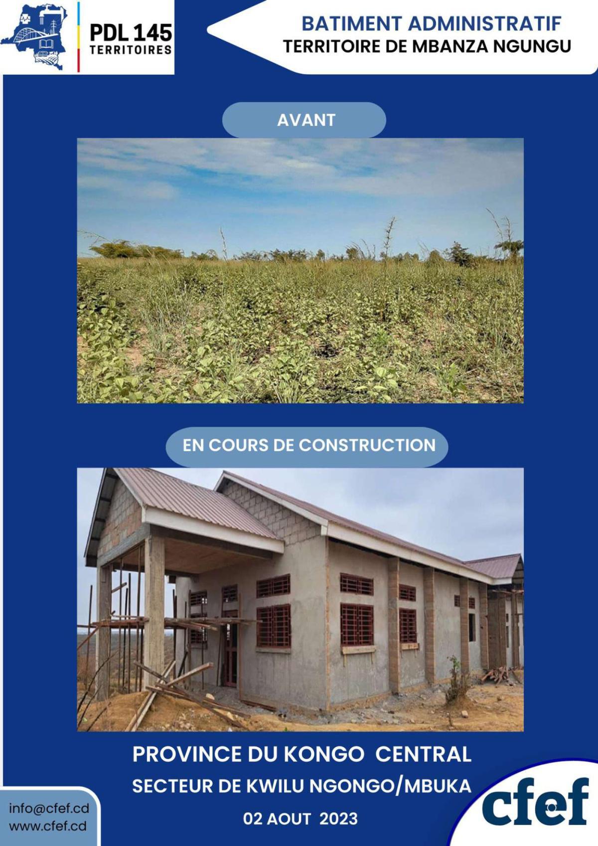 Construction et équipement du Bâtiment administratif de Mbanza-Ngungu - Province du Kongo Central