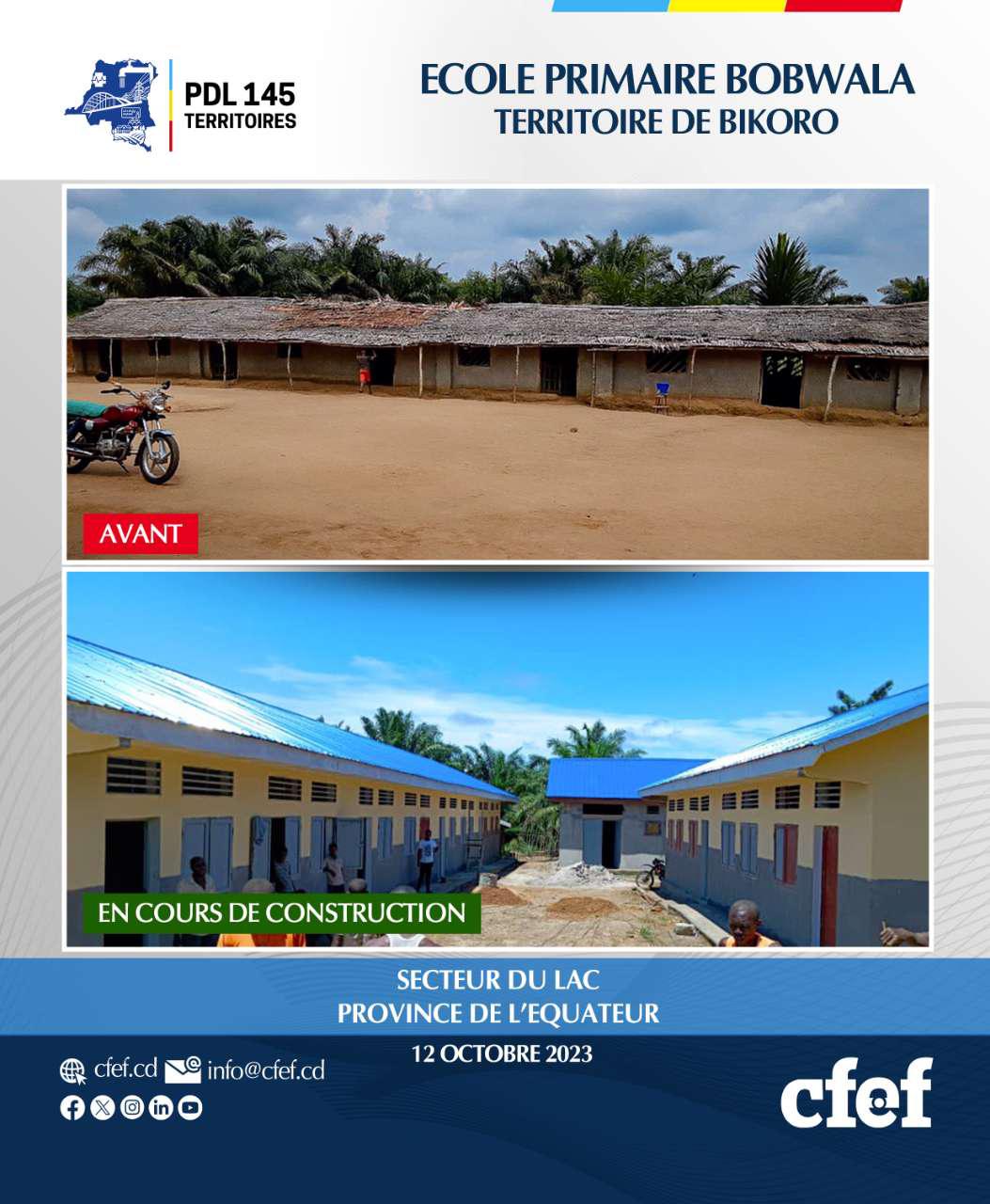 École Primaire Bobwala - Territoire de Bikoro en Equateur