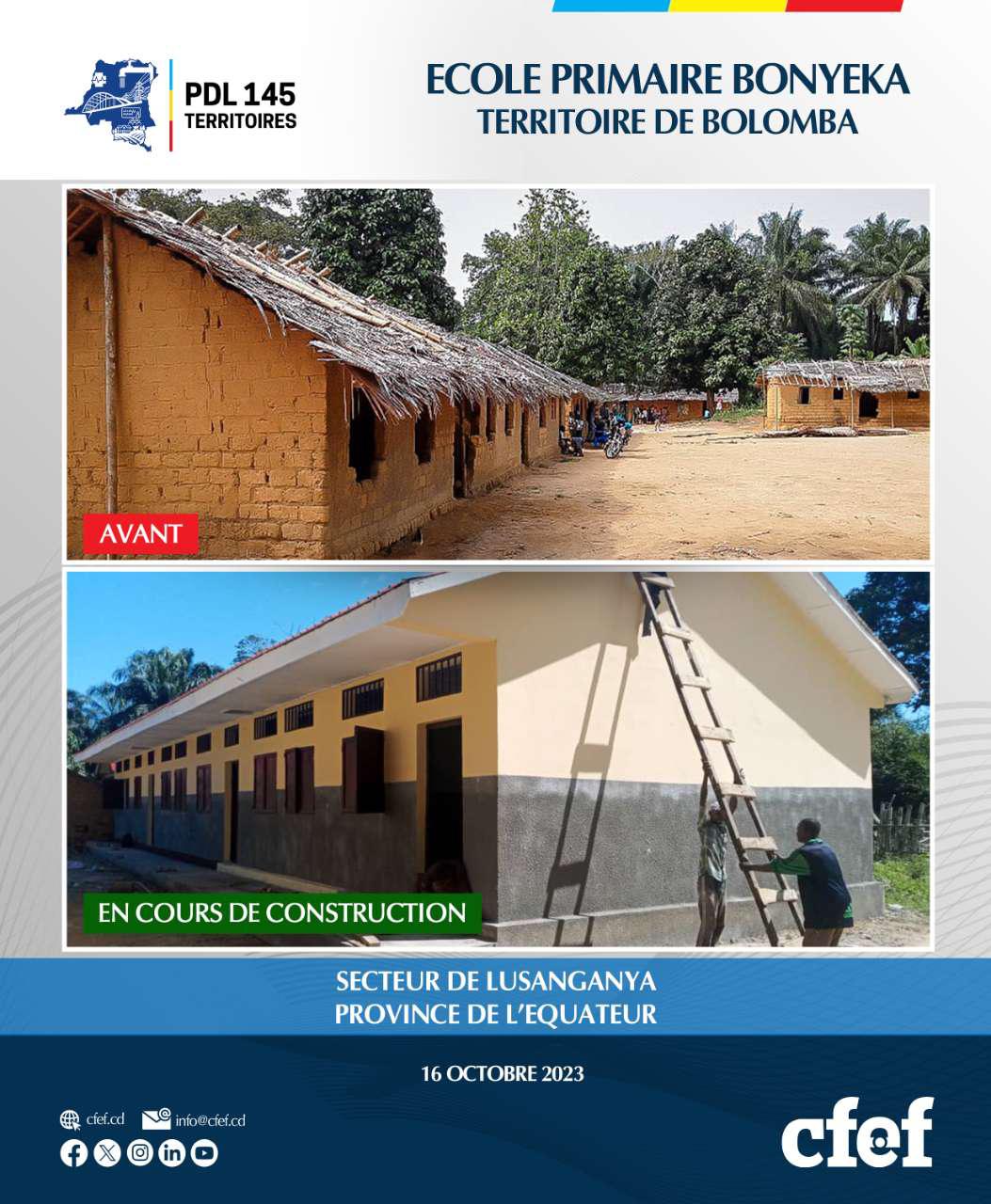 École Primaire BONYEKA - Territoire Bolomba à l'Équateur