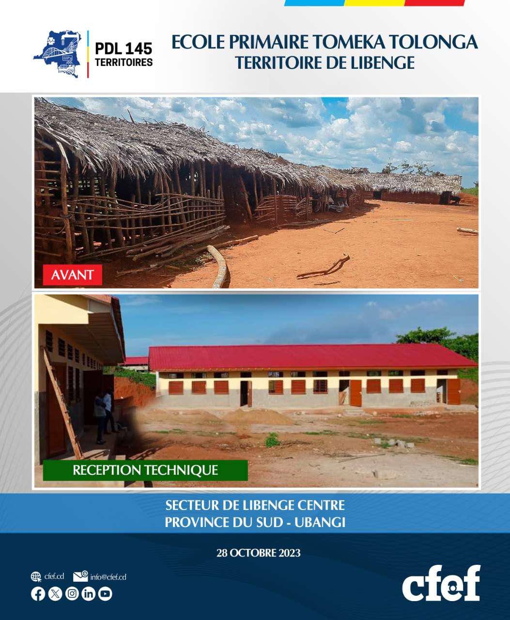 École Primaire TOMEKA TOLONGA - Territoire Libenge dans le Sud-Ubangi